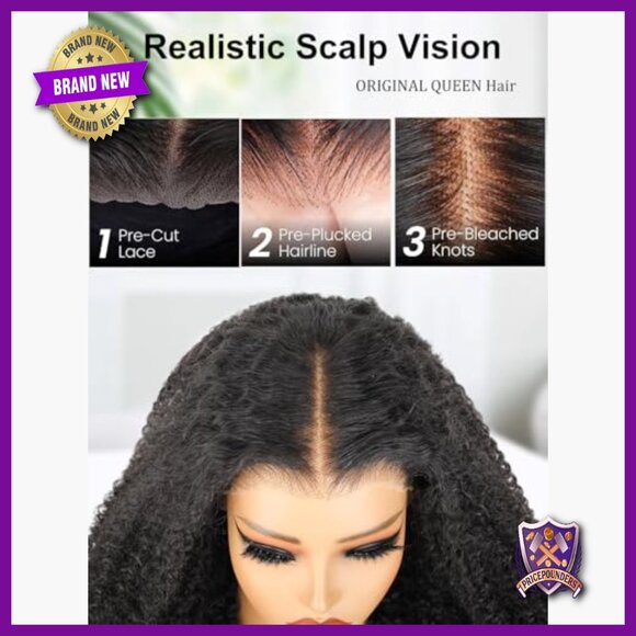 Afro Kinky Curly Human Hair Wig 16 Inches Glueless 5x7 Lace Front Pre Cut main image 4